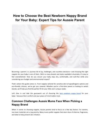 how to choose the best newborn nappy brand