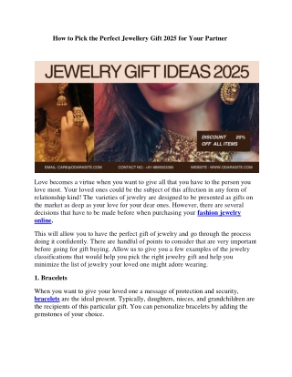 How to Pick the Perfect Jewellery Gift 2025 for Your Partner