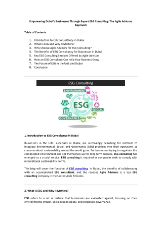 Empowering Dubai's Businesses Through Expert ESG Consulting