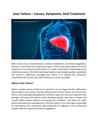 Liver Failure – Causes, Symptoms, And Treatment