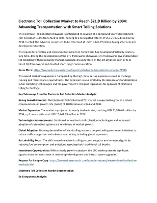 Electronic Toll Collection market Size, Share, Trends