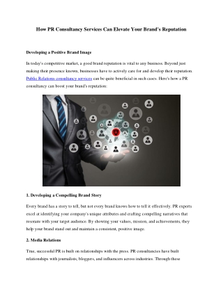 How PR Consultancy Services Can Elevate Your Brand's Reputation