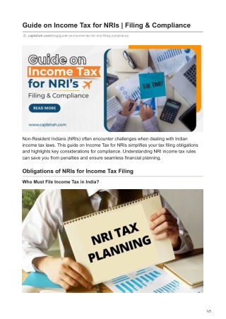 Guide on Income Tax for NRIs | Filing & Compliance