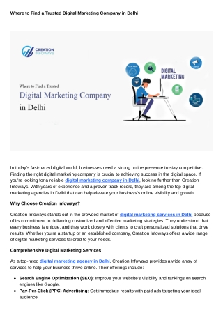 Where to Find a Trusted Digital Marketing Company in Delhi