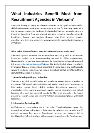 What Industries Benefit Most from Recruitment Agencies in Vietnam