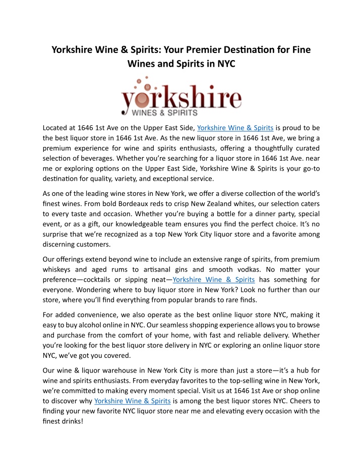 yorkshire wine spirits your premier destination