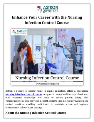 Enhance Your Career with the Nursing Infection Control Course