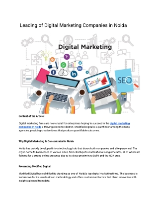 Leading of Digital Marketing Companies in Noida