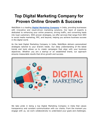 Top Digital Marketing Company for Proven Online Growth & Success