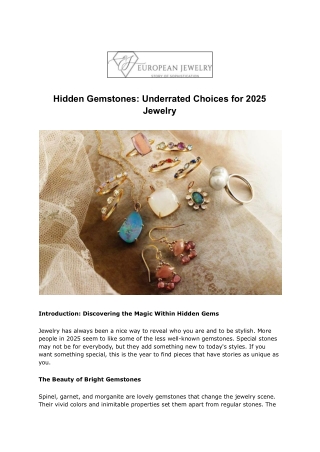 Hidden Gemstones- Underrated Choices for 2025 Jewelry