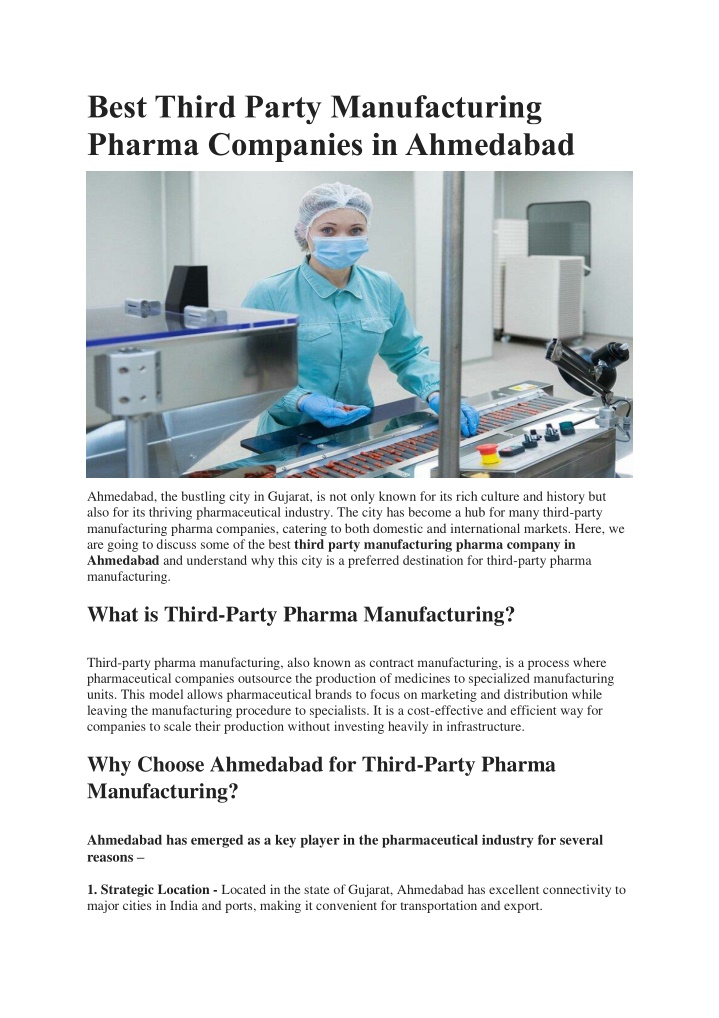 best third party manufacturing pharma companies