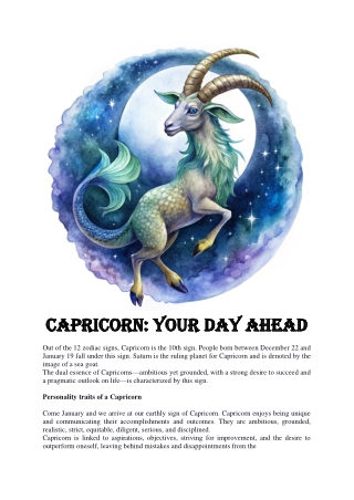 Capricorn Your Day Ahead - Capricorn Horoscope Tomorrow