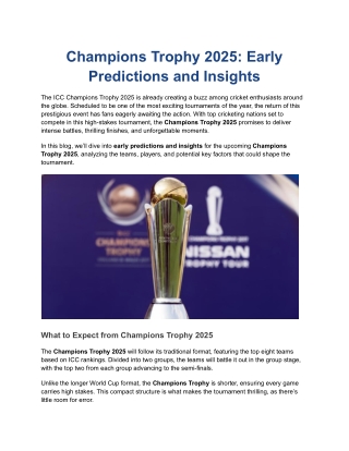 champions trophy 2025 early predictions