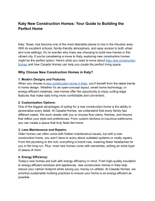 Katy New Construction Homes: Your Guide to Building the Perfect Home