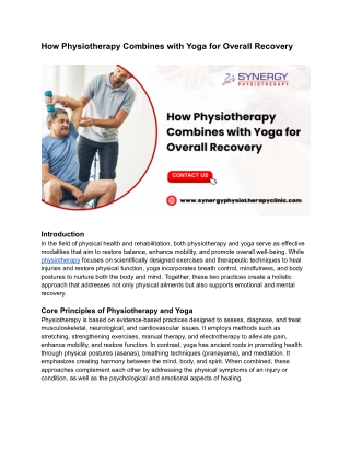 How Physiotherapy Combines with Yoga for Overall Recovery