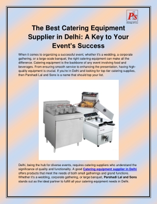 Catering equipment supplier in Delhi