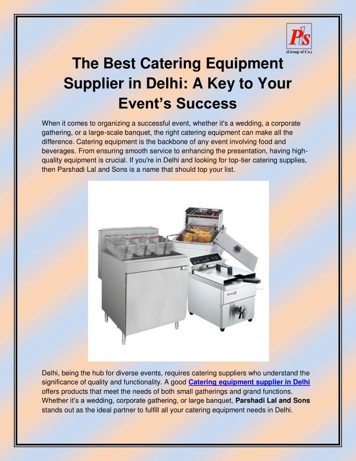 the best catering equipment supplier in delhi