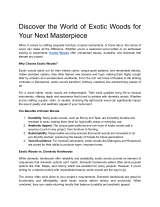 discover the world of exotic woods for your next