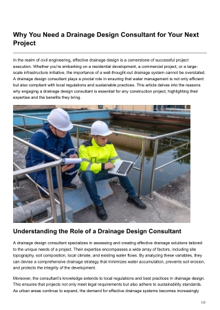 Why You Need a Drainage Design Consultant for Your Next Project