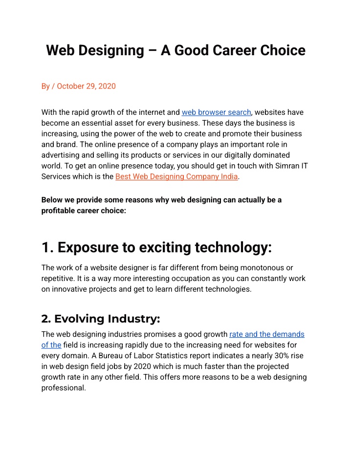 web designing a good career choice