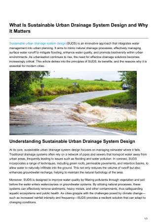 What Is Sustainable Urban Drainage System Design and Why It Matters