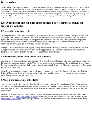 Les avantages d'une carte de visite digitale pour les professionnels du secteur