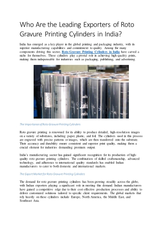 Who Are the Leading Exporters of Roto Gravure Printing Cylinders in India