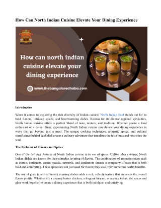 How Can North Indian Cuisine Elevate Your Dining Experience