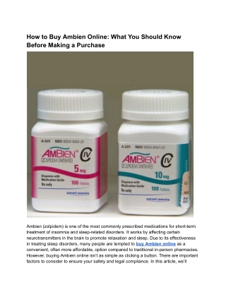 How to Buy Ambien Online What You Should Know Before Making a Purchase