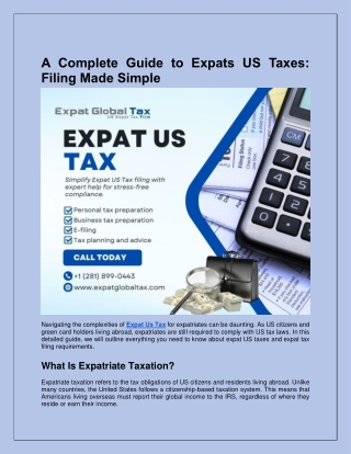 A Complete Guide to Expats US Taxes: Filing Made Simple