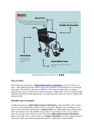 Benefits of Lightweight Transport Wheelchairs