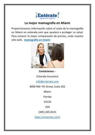 La mejor mamografia en Miami