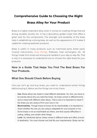 Comprehensive Guide to Choosing the Right Brass Alloy for Your Product