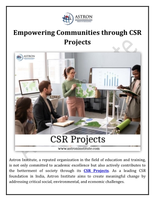 Empowering Communities through CSR Projects