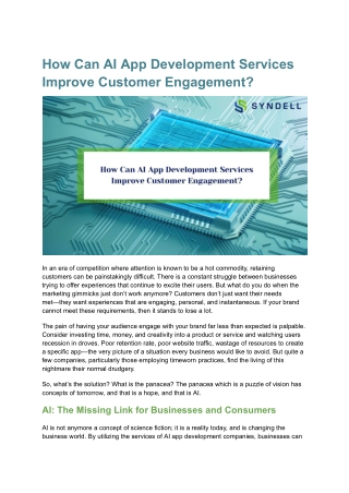 How Can AI App Development Services Improve Customer Engagement
