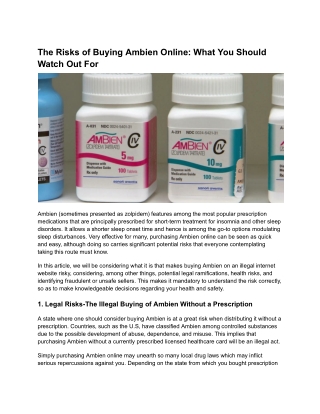 The Risks of Buying Ambien Online What You Should Watch Out For