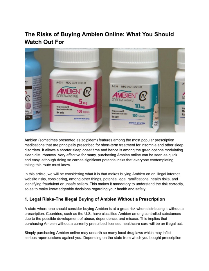 the risks of buying ambien online what you should