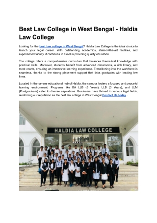 Best Law College in West Bengal - Haldia Law College