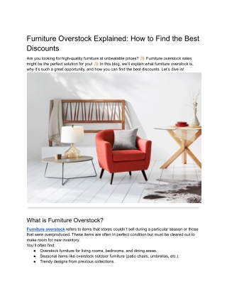 furniture overstock explained how to find