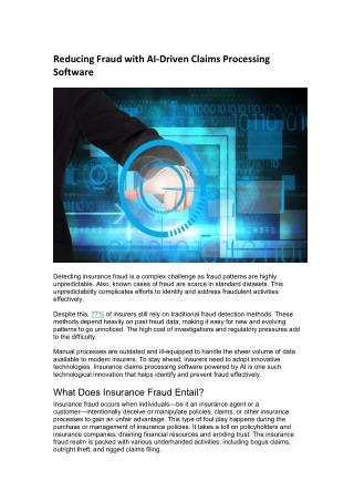 reducing fraud with ai driven claims processing