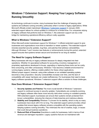 windows 7 extension support keeping your legacy