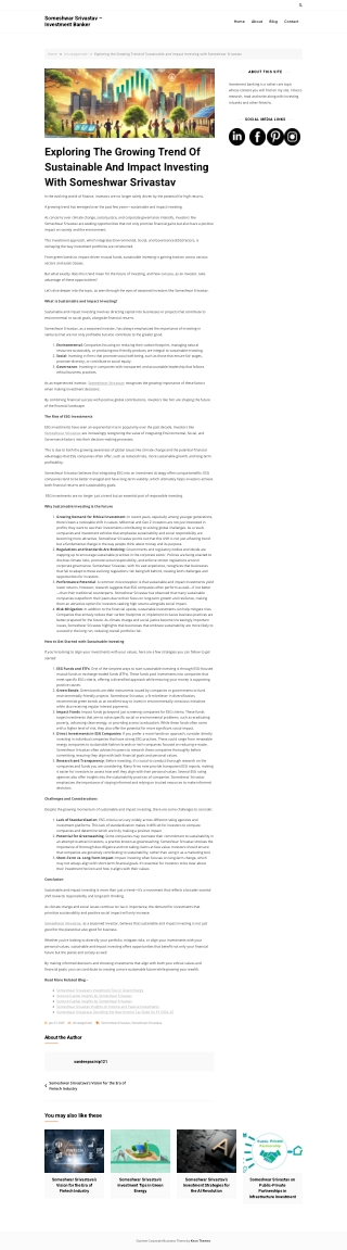 Exploring the Growing Trend of Sustainable and Impact Investing with Someshwar Srivastav