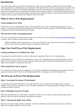 A Comprehensive Guide to Power Pole Replacement in Western Australia