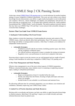 USMLE Step 2 CK passing score