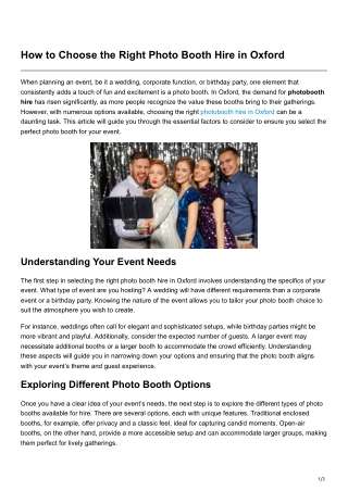 How to Choose the Right Photo Booth Hire in Oxford-1