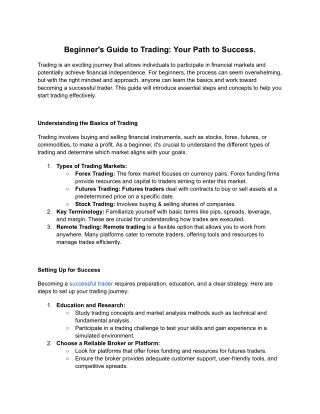 beginner s guide to trading your path to success