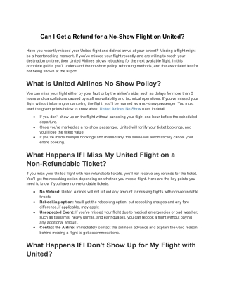 Can I Get a Refund for a No-Show Flight on United