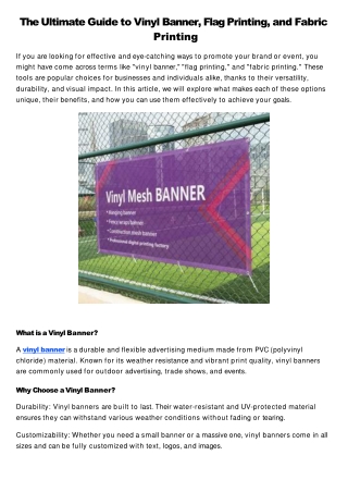 The Ultimate Guide to Vinyl Banner, Flag Printing, and Fabric Printing