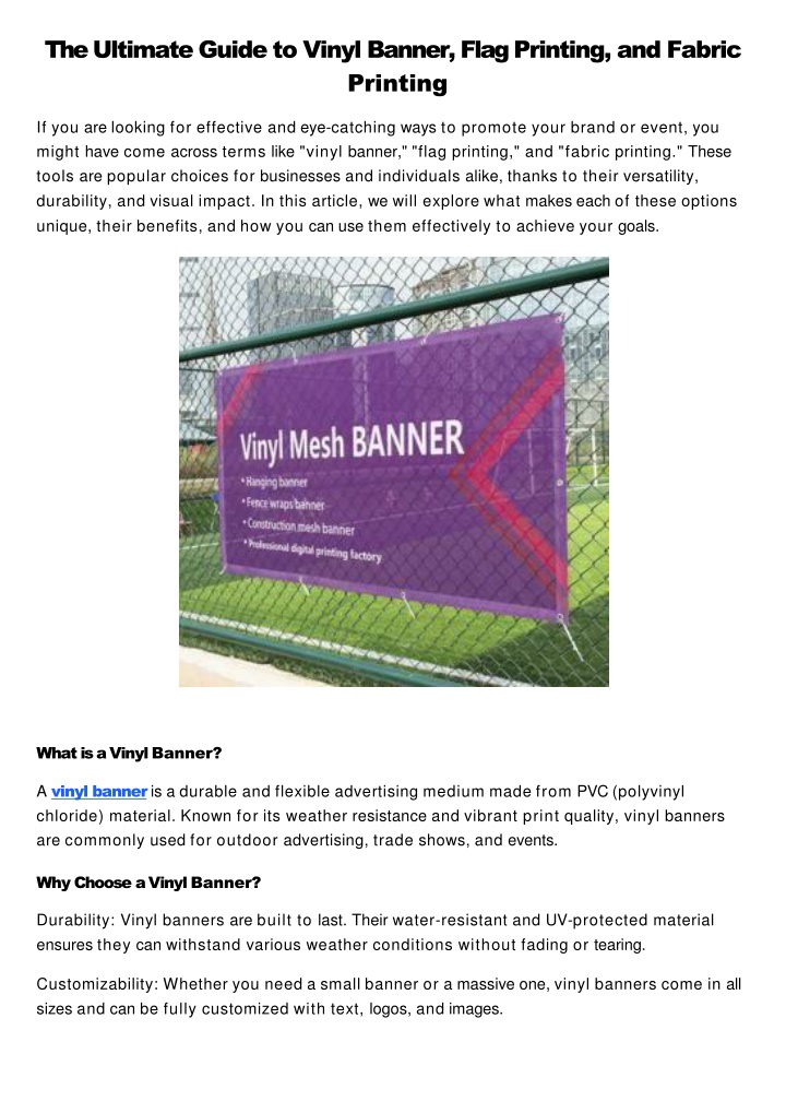 the ultimate guide to vinyl banner flag printing