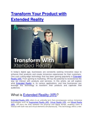 Transform Your Product with Extended Reality